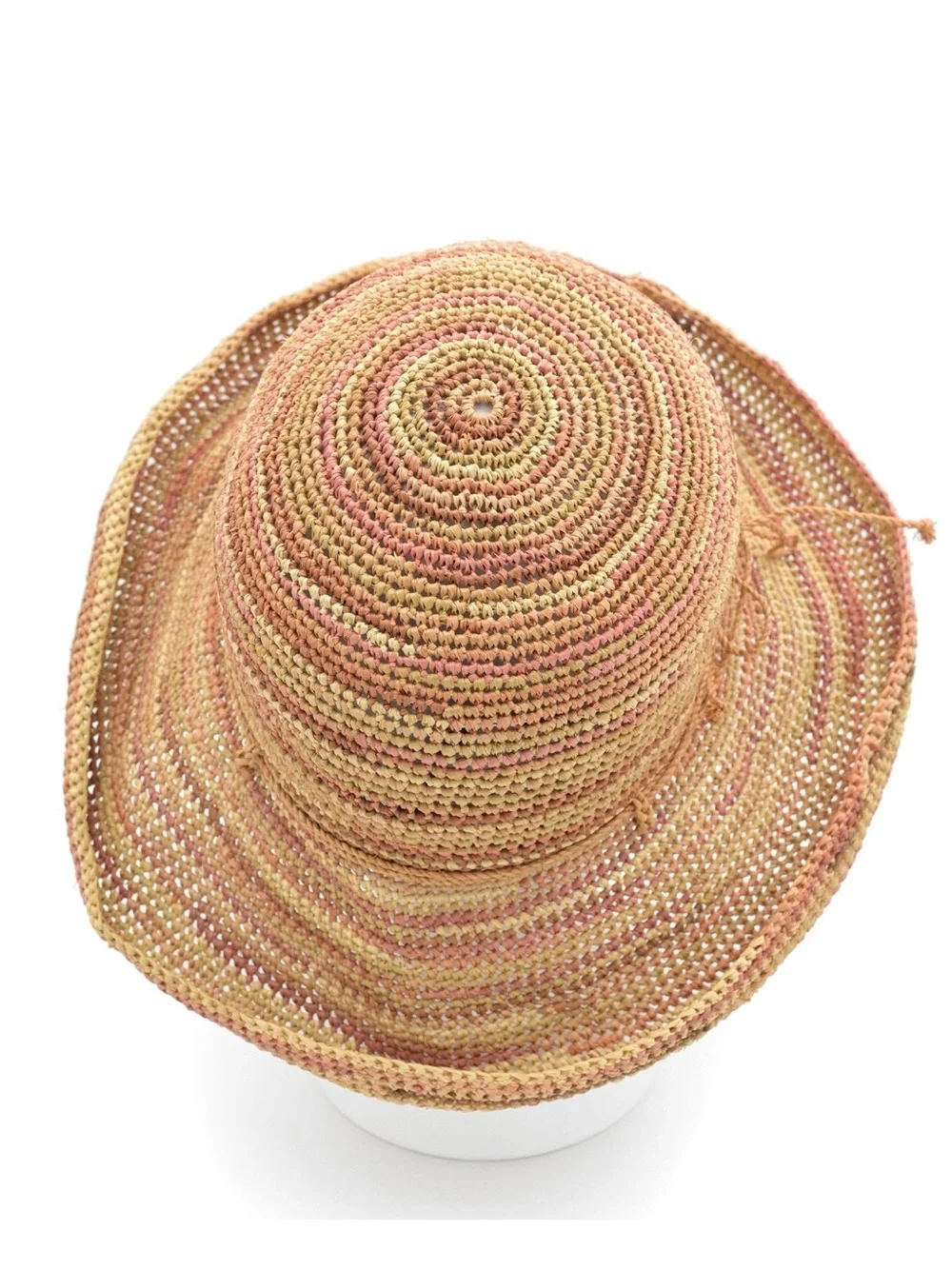 Helen Kaminski Coral Melange Raffia Woven Adjustable Sun Hat.